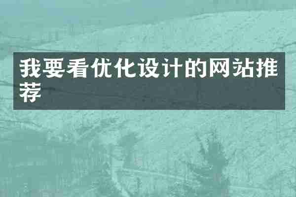 我要看优化设计的网站推荐