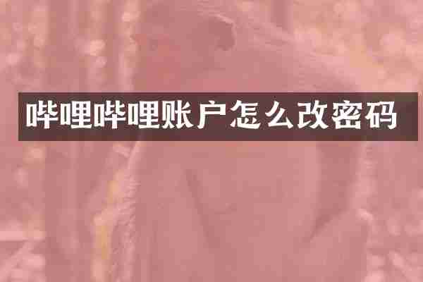 哔哩哔哩账户怎么改密码