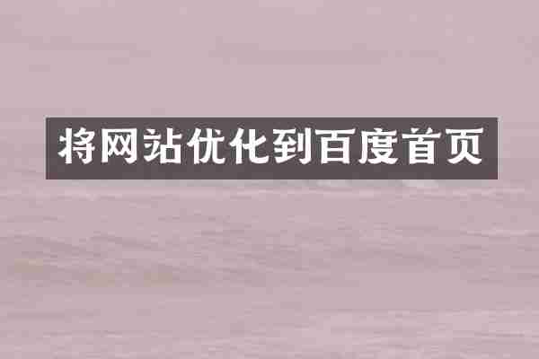 将网站优化到百度首页