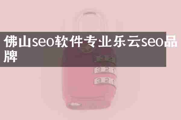 佛山seo软件专业乐云seo品牌