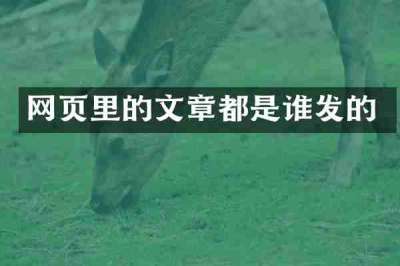 网页里的文章都是谁发的