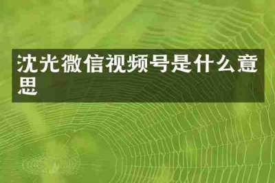 沈光微信视频号是什么意思