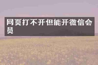 网页打不开但能开微信会员