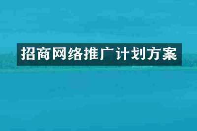 招商网络推广计划方案