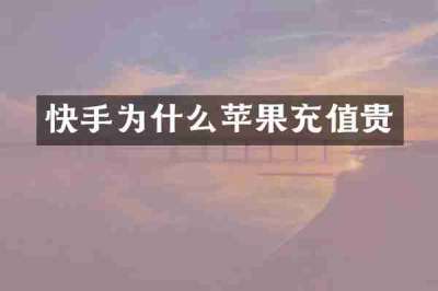快手为什么苹果充值贵