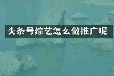 头条号综艺怎么做推广呢