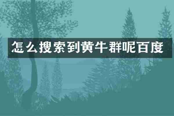 怎么搜索到黄牛群呢百度
