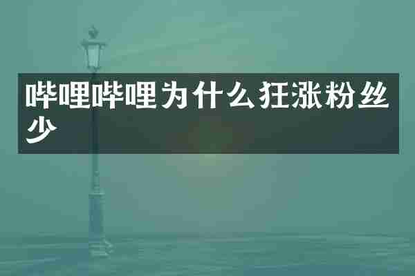 哔哩哔哩为什么狂涨粉丝少