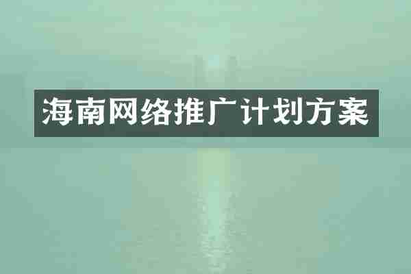 海南网络推广计划方案