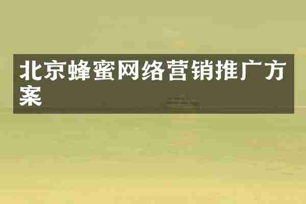 北京蜂蜜网络营销推广方案