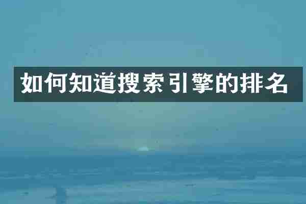 如何知道搜索引擎的排名