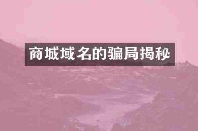 商城域名的骗局揭秘
