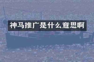 神马推广是什么意思啊