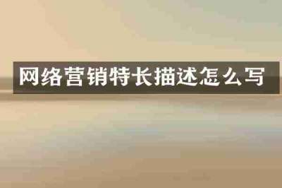 网络营销特长描述怎么写