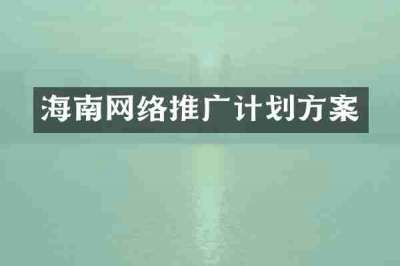 海南网络推广计划方案