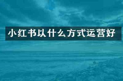 小红书以什么方式运营好