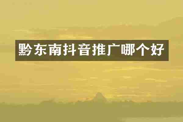 黔东南抖音推广哪个好