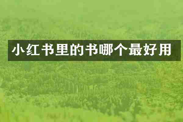 小红书里的书哪个最好用