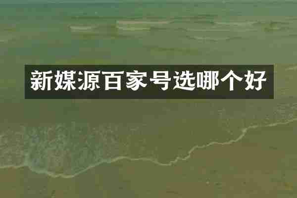 新媒源百家号选哪个好