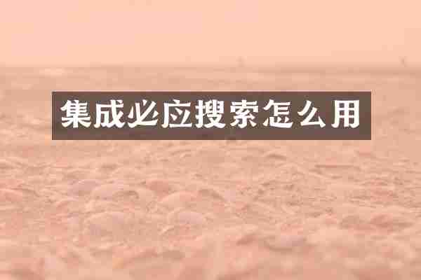 集成必应搜索怎么用