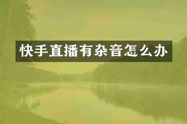 快手直播有杂音怎么办