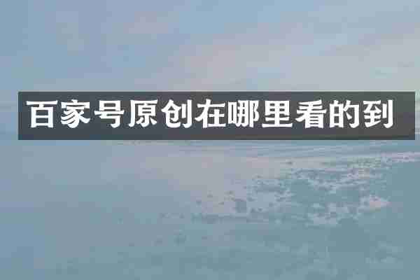 百家号原创在哪里看的到