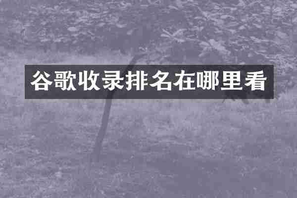 谷歌收录排名在哪里看