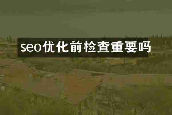 seo优化前检查重要吗