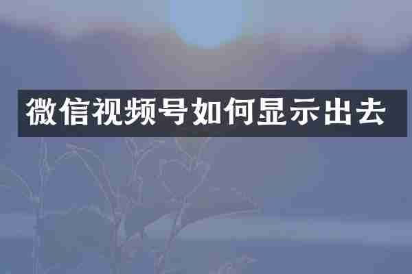 微信视频号如何显示出去