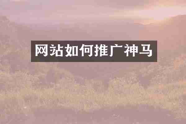 网站如何推广神马