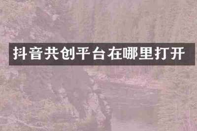 抖音共创平台在哪里打开