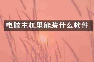 电脑主机里能装什么软件