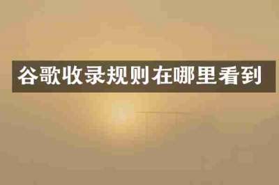 谷歌收录规则在哪里看到
