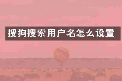 搜狗搜索用户名怎么设置