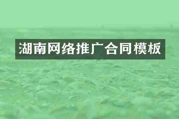 湖南网络推广合同模板