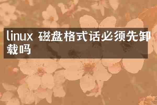 linux 磁盘格式话必须先卸载吗