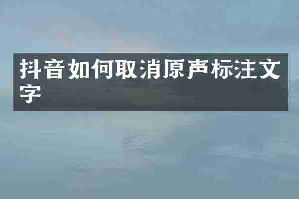 抖音如何取消原声标注文字