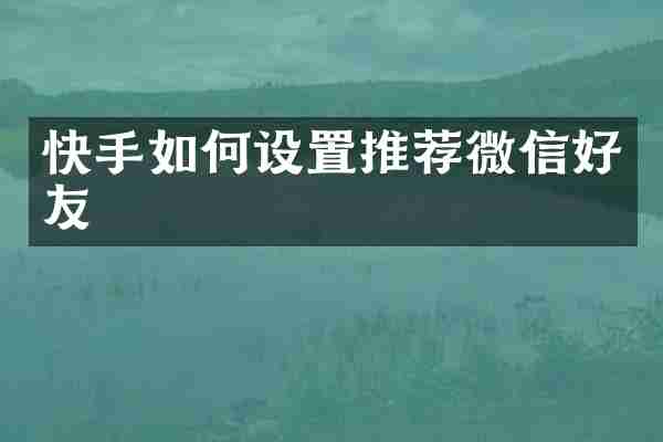 快手如何设置推荐微信好友