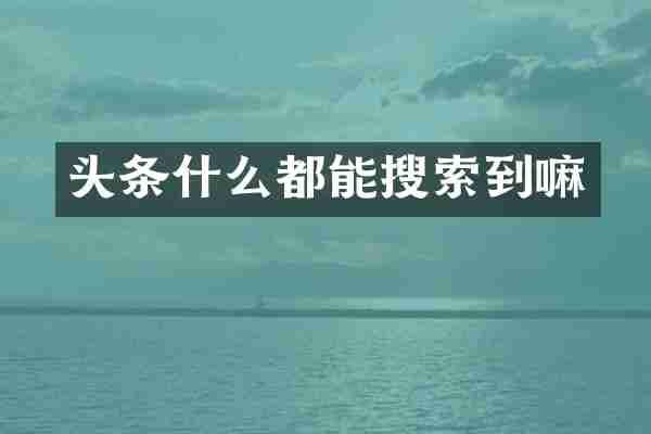 头条什么都能搜索到嘛