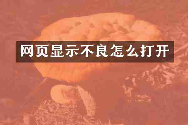 网页显示不良怎么打开