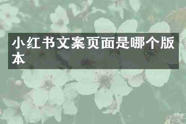 小红书文案页面是哪个版本