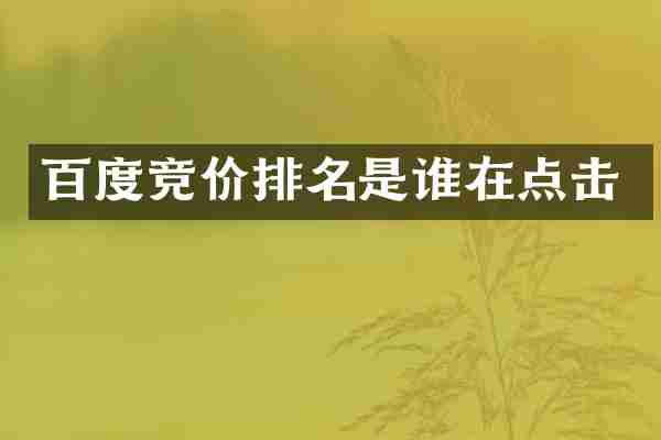 百度竞价排名是谁在点击