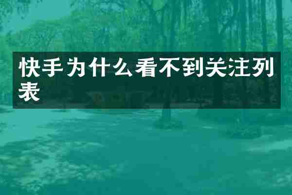 快手为什么看不到关注列表