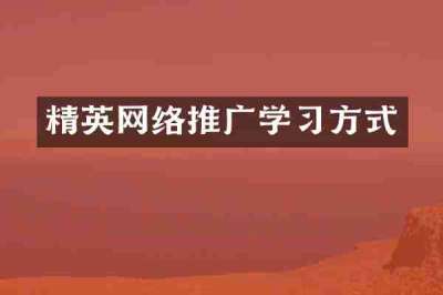 精英网络推广学习方式