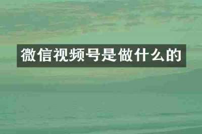 微信视频号是做什么的
