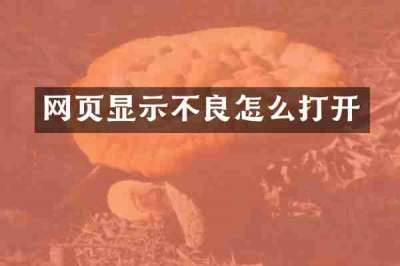网页显示不良怎么打开