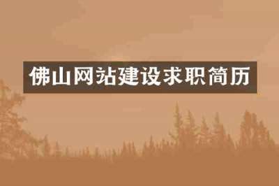 佛山网站建设求职简历