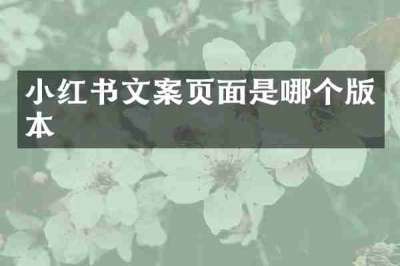 小红书文案页面是哪个版本