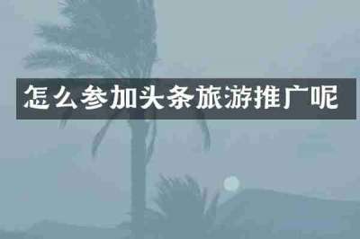 怎么参加头条旅游推广呢