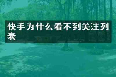 快手为什么看不到关注列表